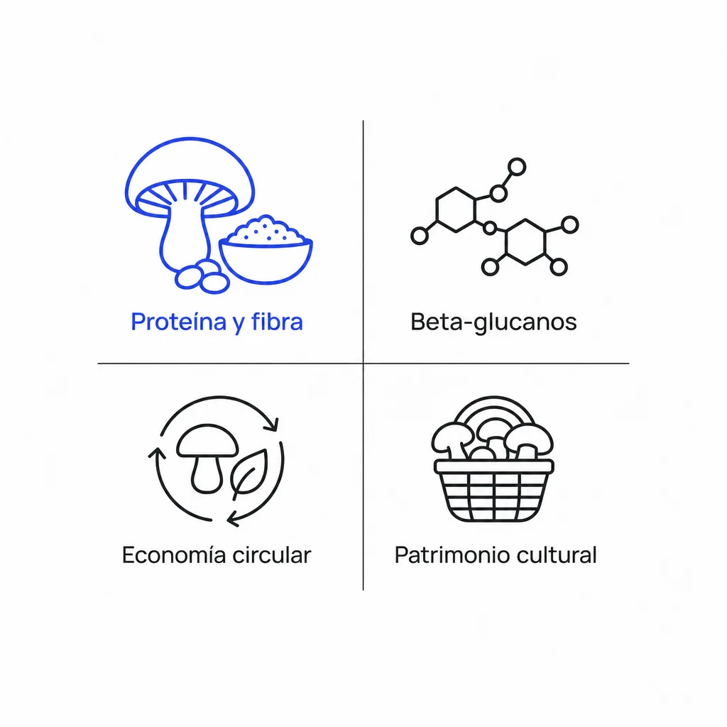 Beneficios nutricionales y sostenibilidad de hongos